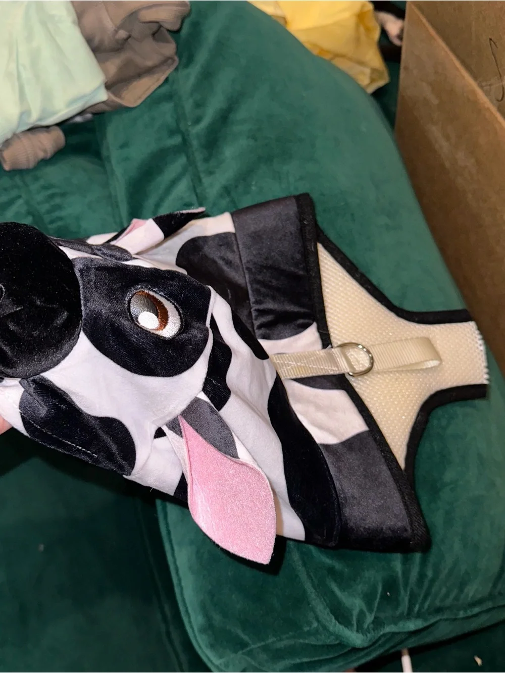 Dog Cow Halloween Costume Utters Cow Ear Headband with Bells and Bows Onsie